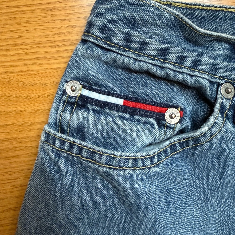 Vintage Tommy Hilfiger Blue Jean Shorts with Frayed Hem - Picture 2 of 8